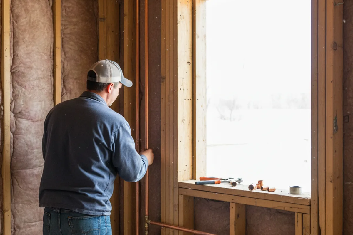 Licensed plumber running new copper supply lines in a Atomic City home